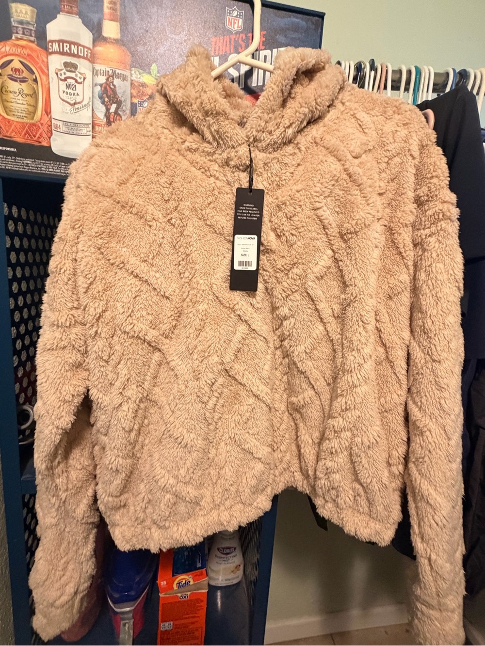 Fashion Nova Plush Hooded Teddy Jacket - Taupe